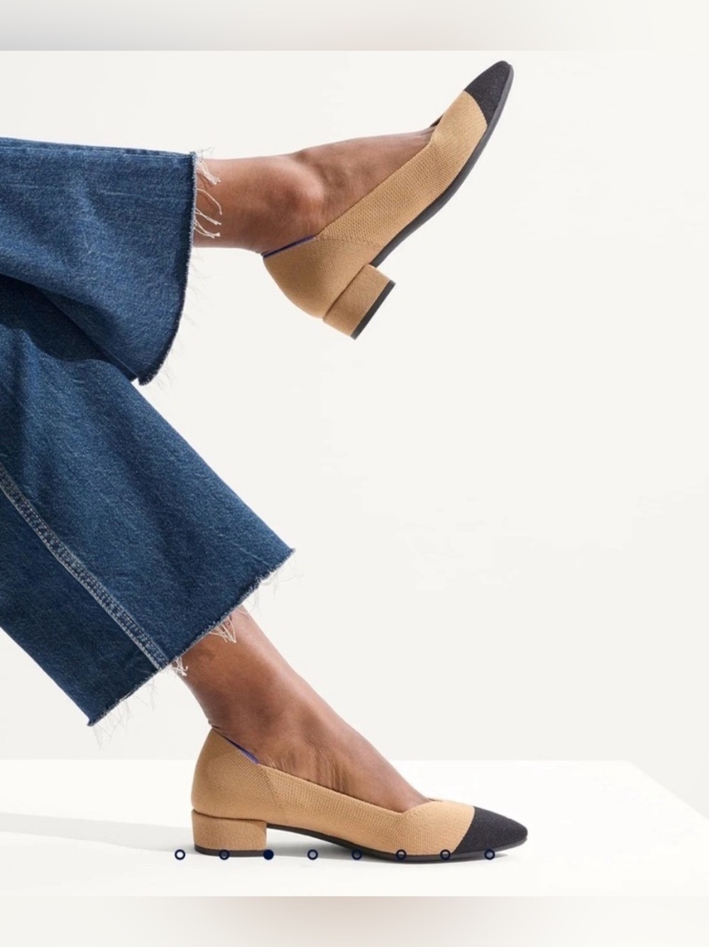 Rothy’s The High Point Wren Captoe Flats 8.5 Camel & Black NIB $190 Retail - Picture 3 of 10